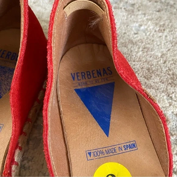 Verbenas Espadrille Carmen Serraje Fuego Loafers Slip On Red Suede Leather: 9 - Picture 6 of 8